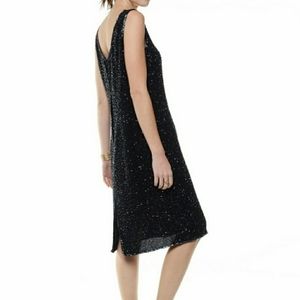 VNTG black sleeveless fully beaded cocktail dress